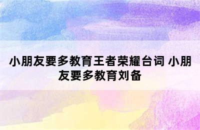 小朋友要多教育王者荣耀台词 小朋友要多教育刘备